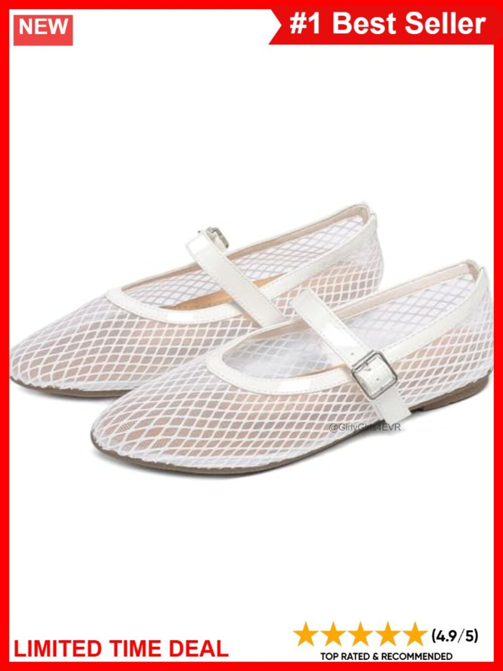 Mesh Ballet Flats Fishnet Mary Jane Buckle Flat Shoes